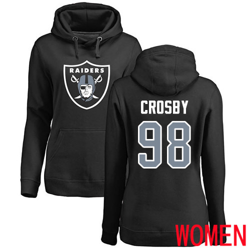 Oakland Raiders Black Women Maxx Crosby Name and Number Logo NFL Football #98 Pullover Hoodie Sweatshirts